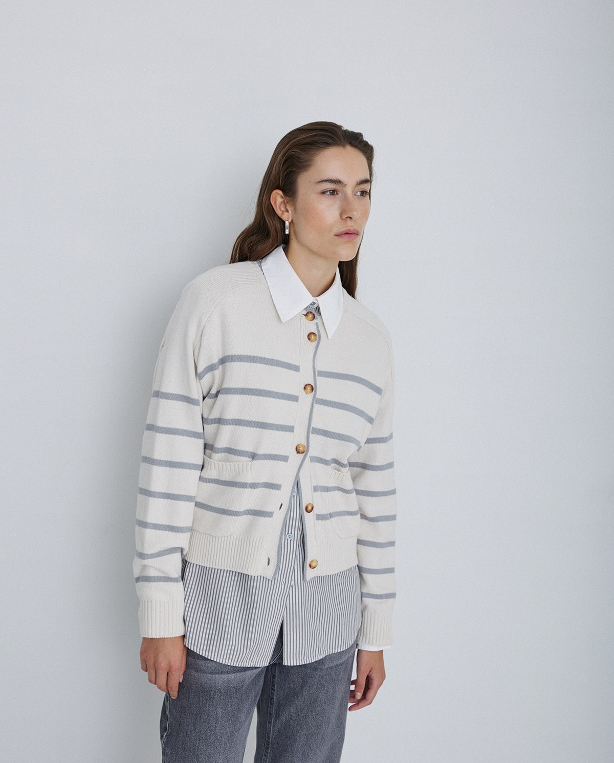 Cardigan À Rayures gris 5
