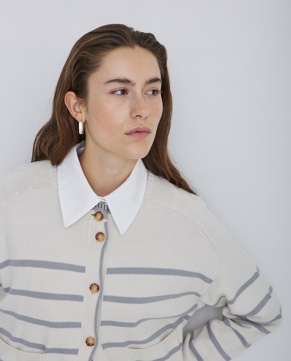 Cardigan À Rayures gris