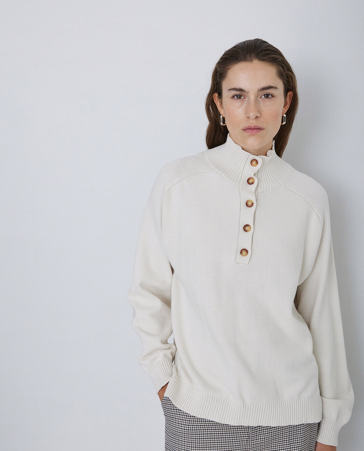 Jersey de punto con botones crudo 2
