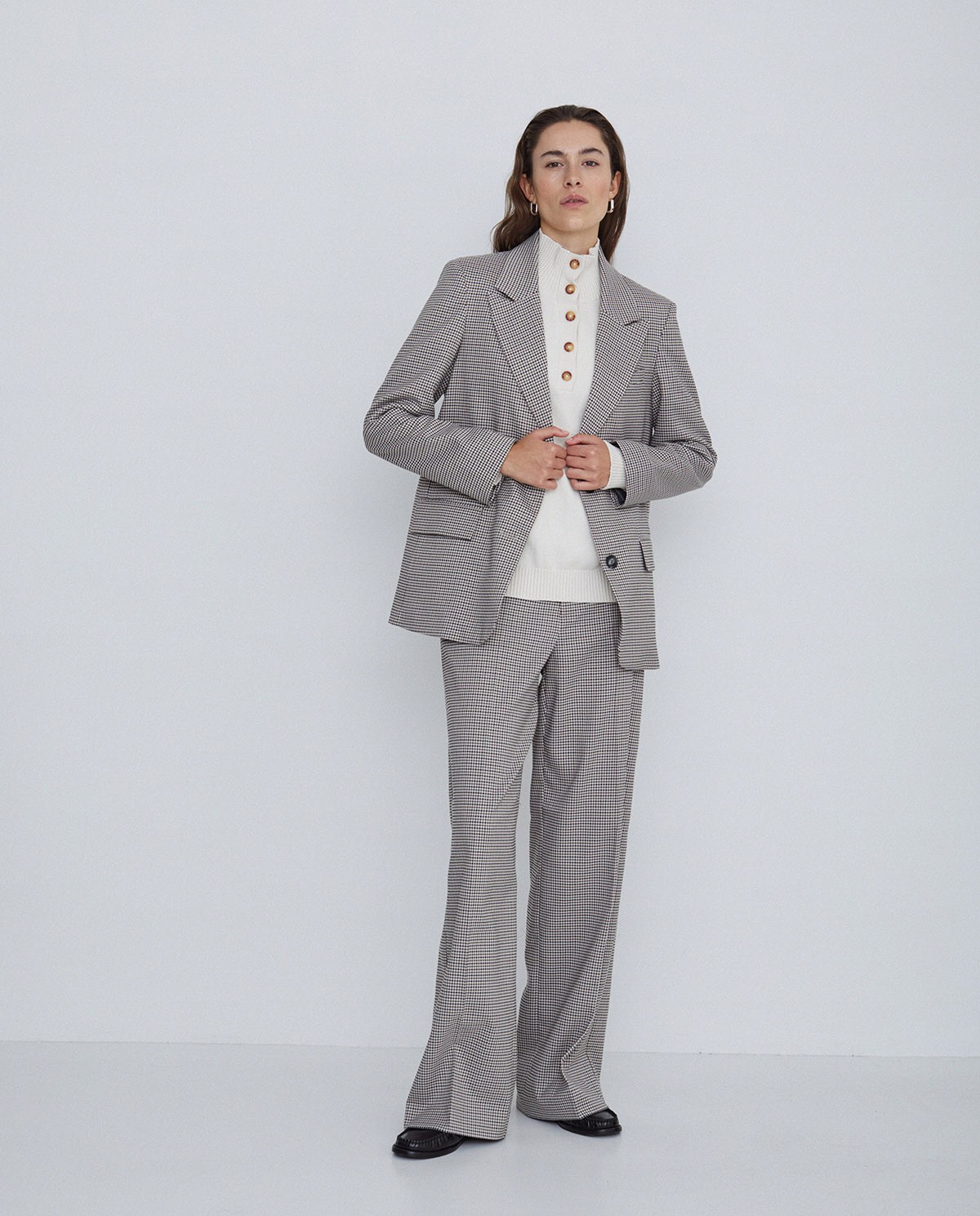 PANTALONS VESTIT QUADRES gris clar