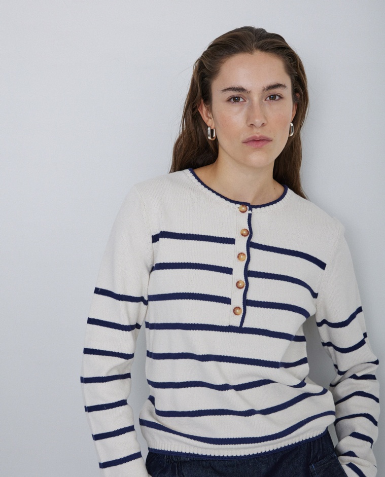 Sailor-print T-shirt navy