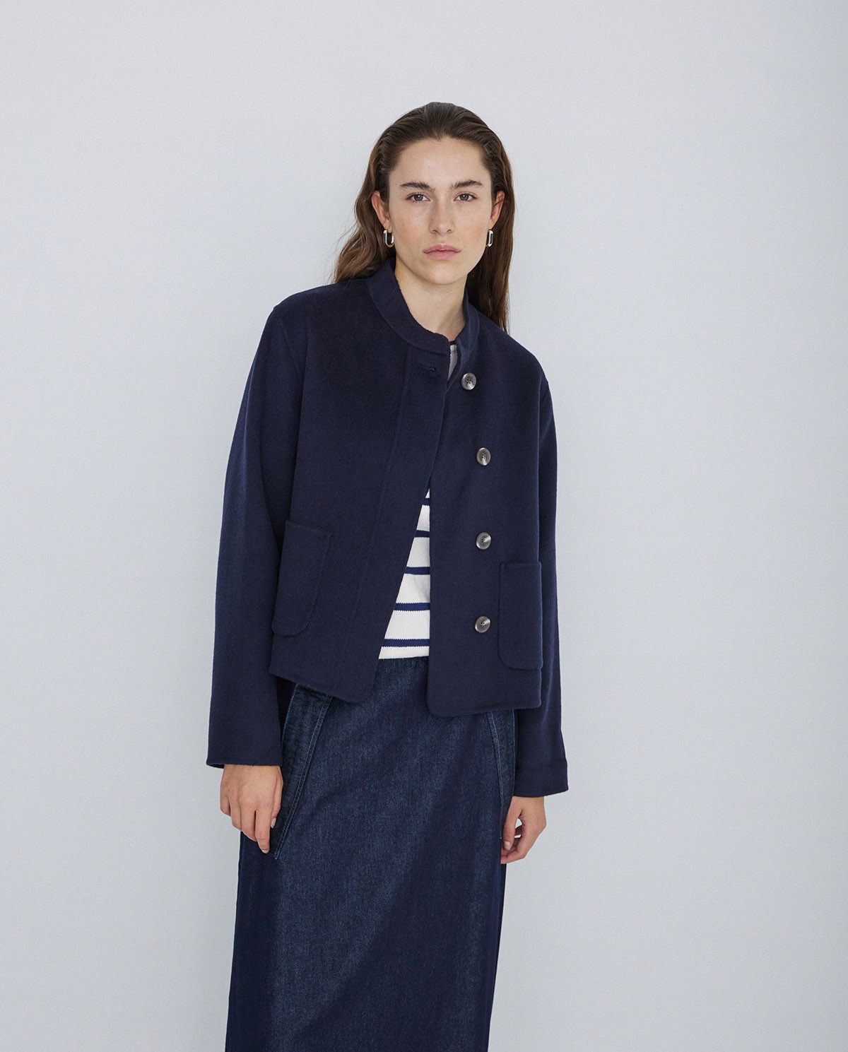 Handmade Coat With Wool navy