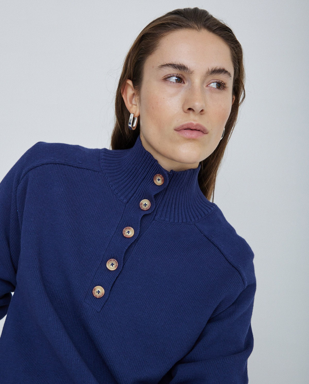 Jersey de punto con botones azul oscuro 2