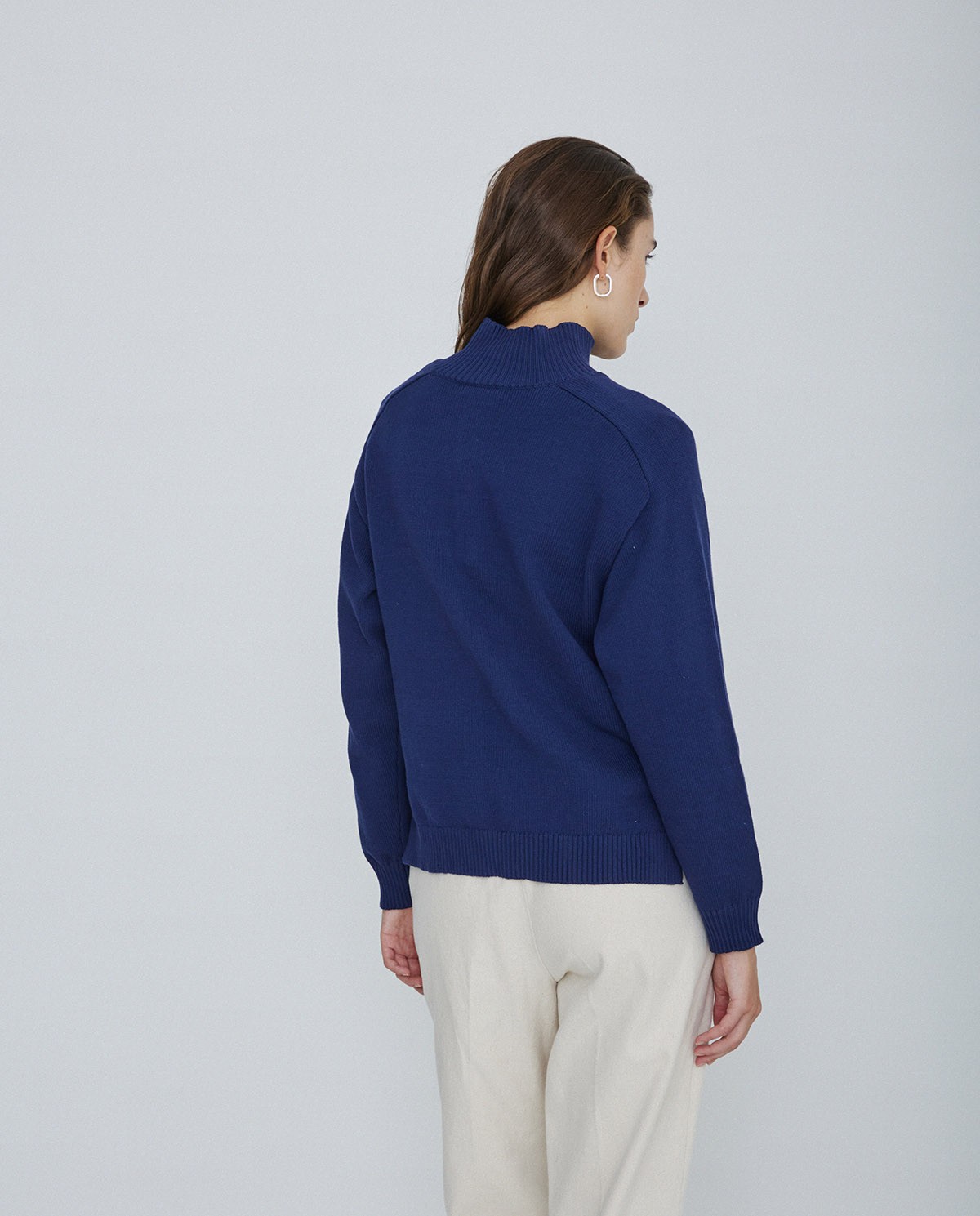Jersey de punto con botones azul oscuro 4