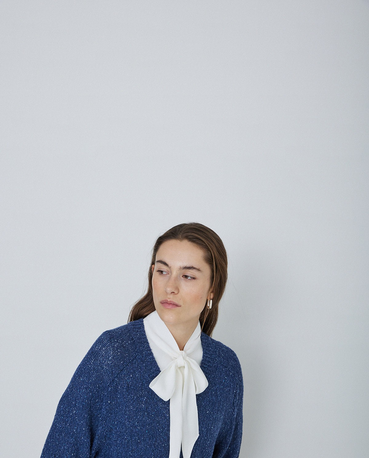 Jersey tejido lino y seda azul oscuro