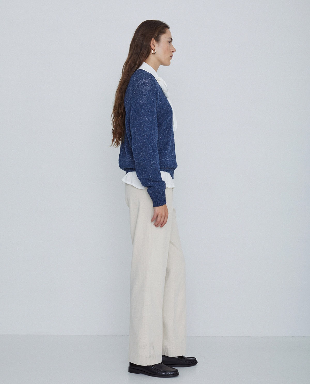 Pantalones sarga de algodón rectos crudo 1