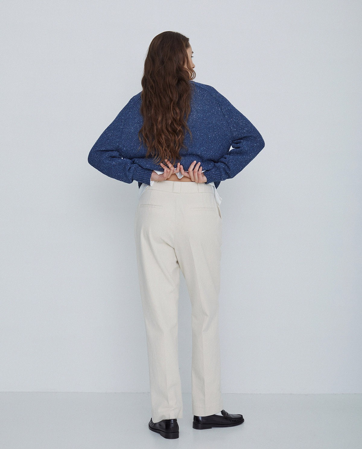 Pantalones sarga de algodón rectos crudo 3