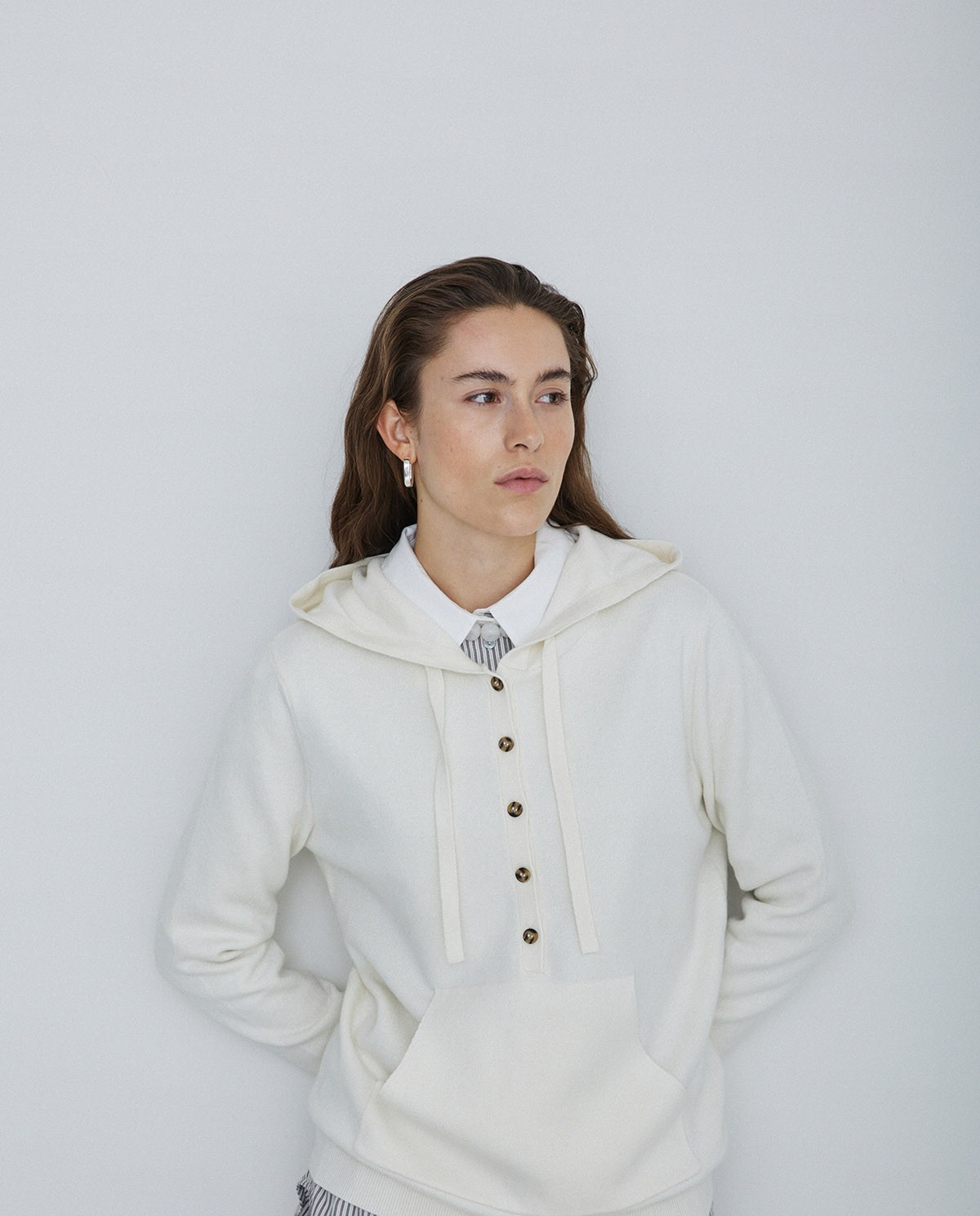 Sweat à capuche écru