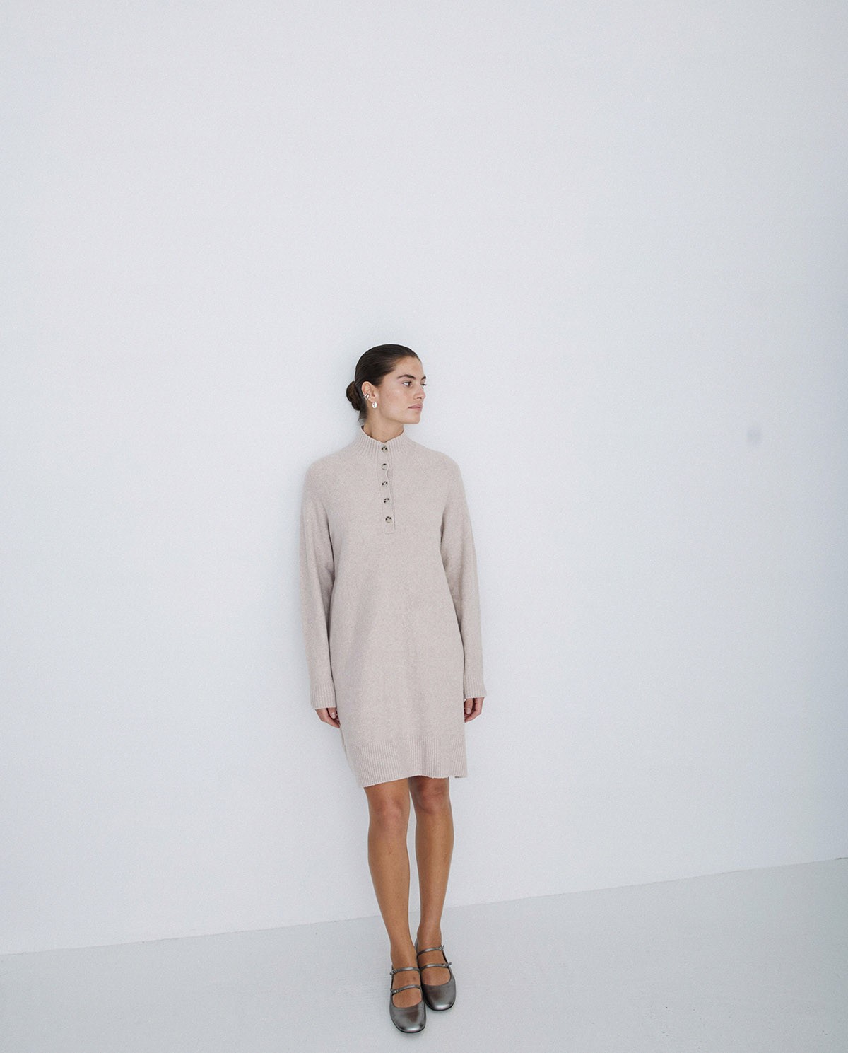 Knit mini dress light grey