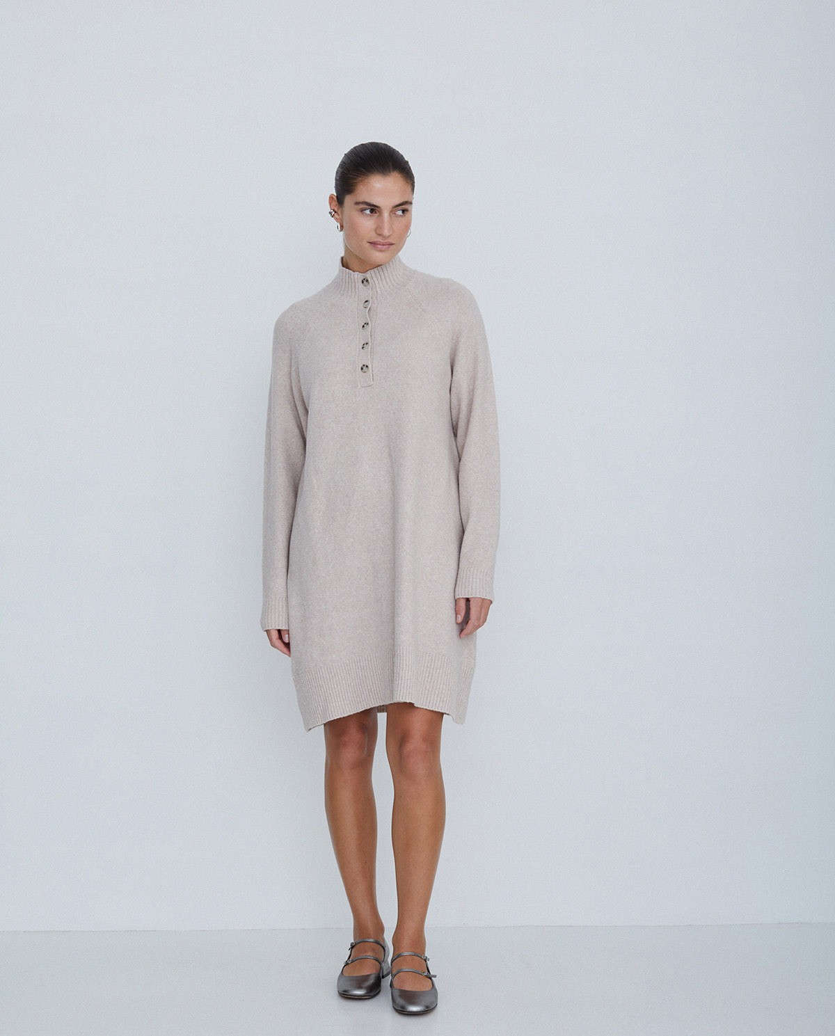 Knit mini dress light grey Knit mini dress light grey