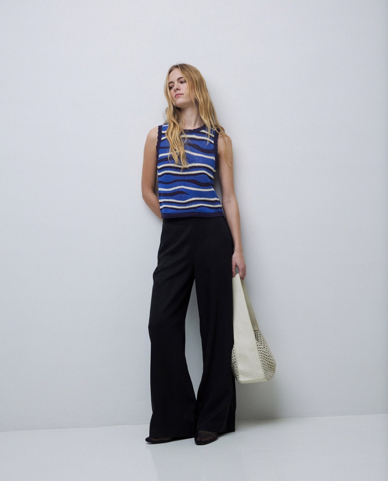 Pantalones wide leg tencel negro