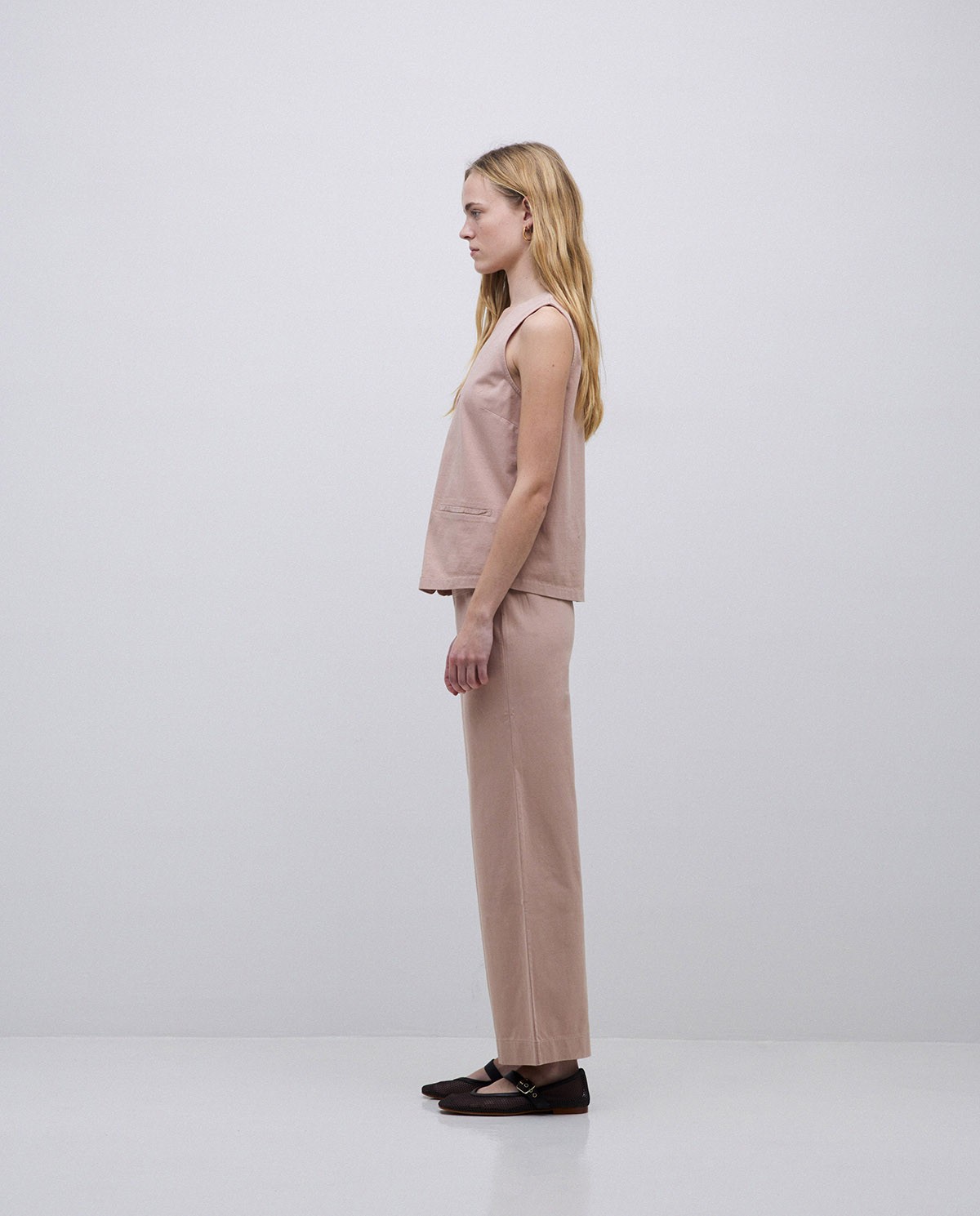 Gilet en coton maille rose antique 3