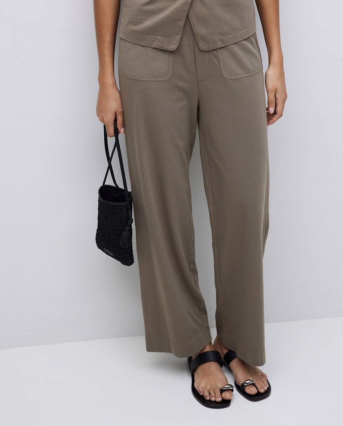 Pantalones de punto algodón caqui 3