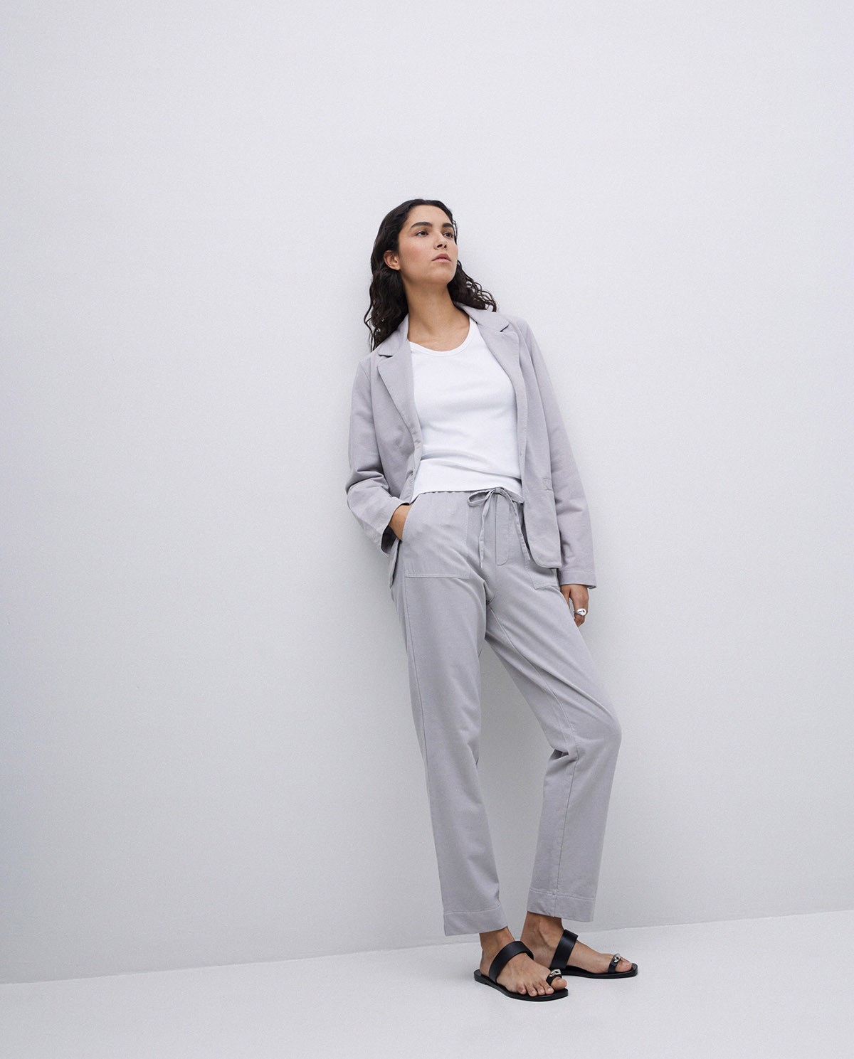 Pantalon de jogging en molleton gris