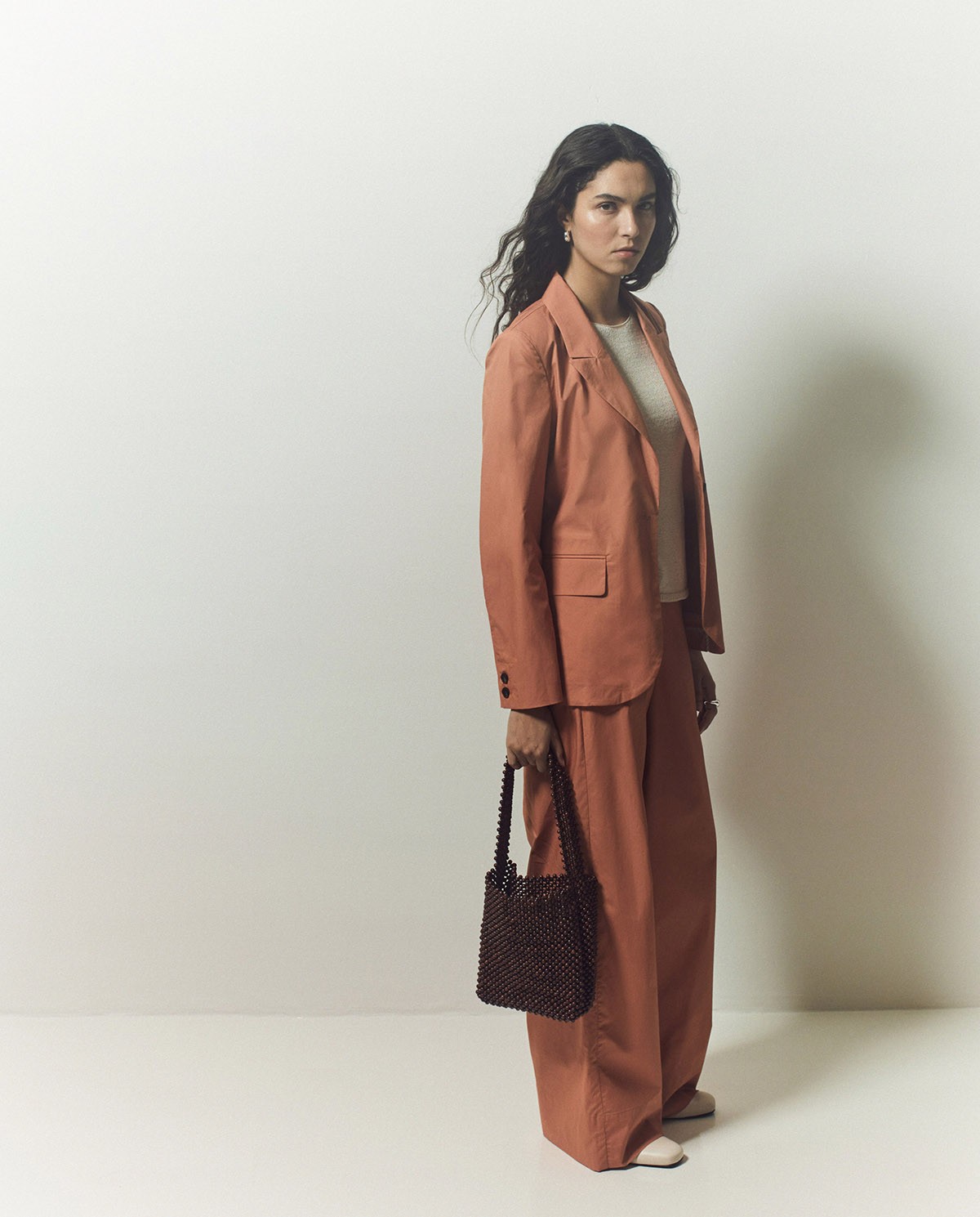Blazer en popeline terracotta