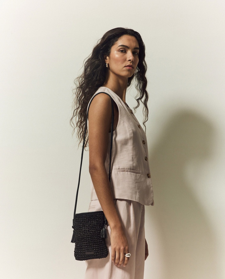Bolso handmade rafia negro