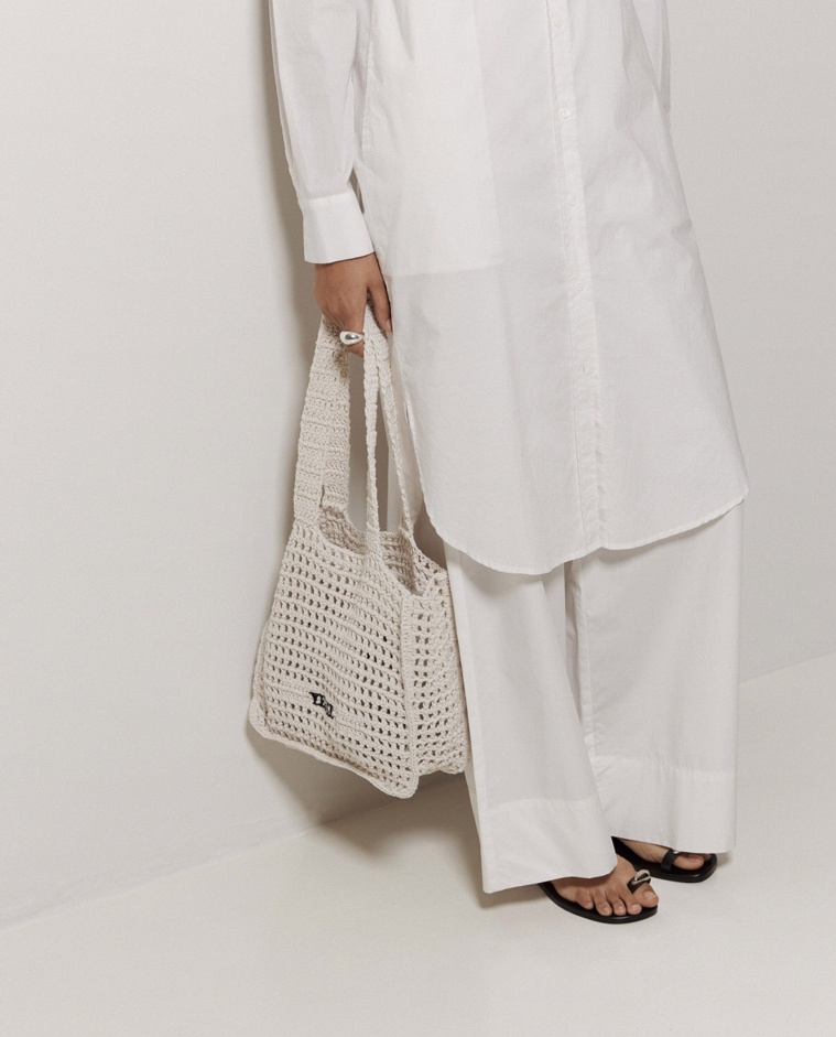 Sac en macramé écru fait main