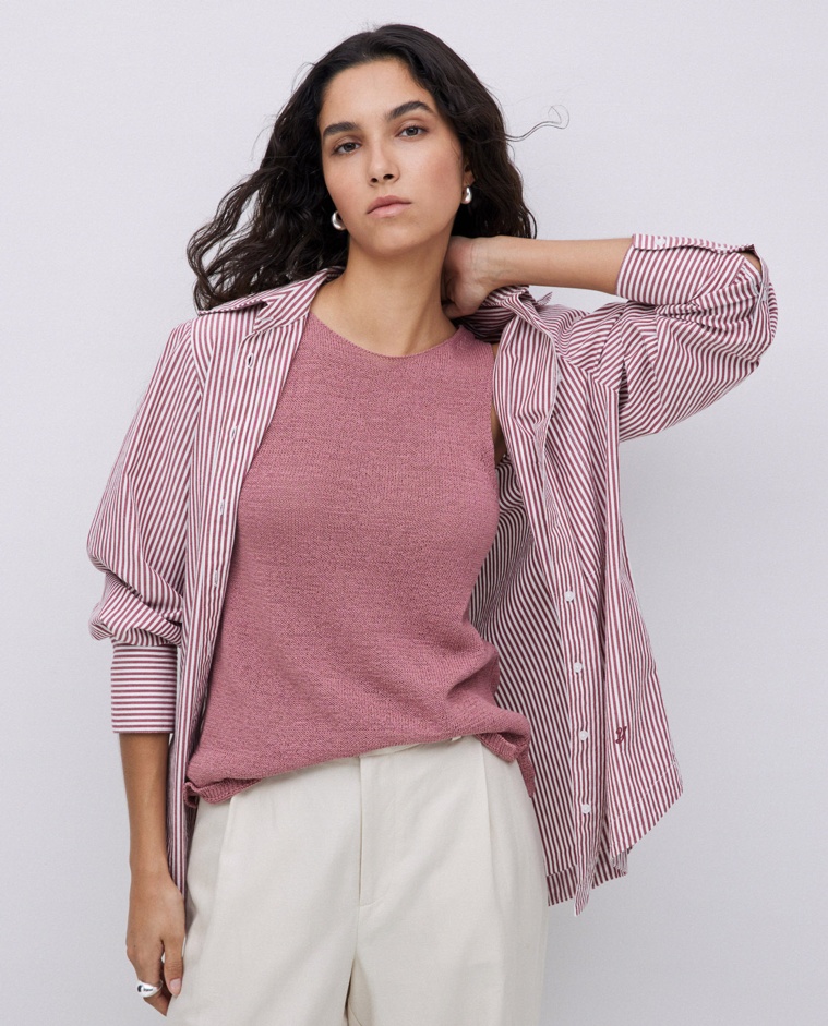 Garnet striped poplin shirt