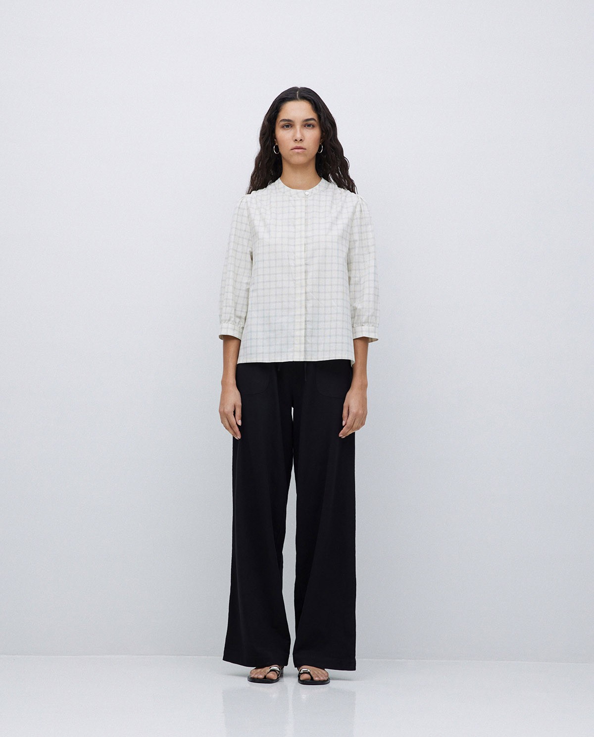 Pantalones algodón cintura elástica negro 5