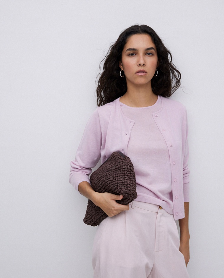 Sac fait main en raphia et cuir chocolat
