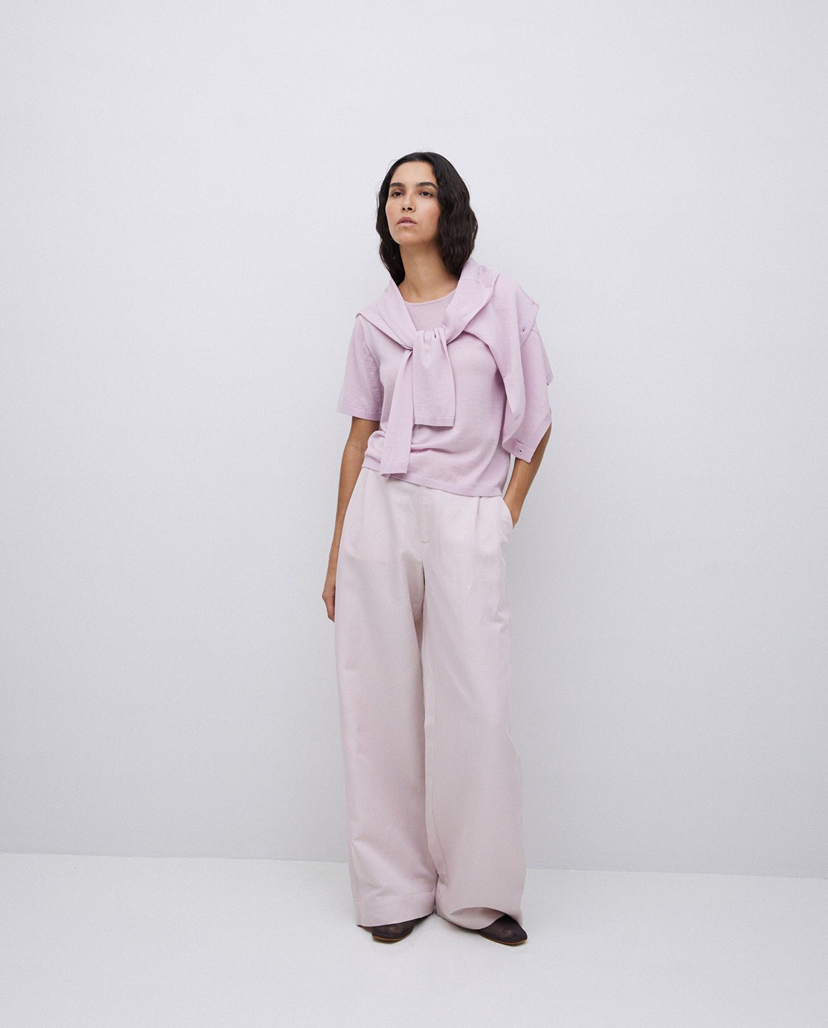 Jersey 100% lana de merino rosa pálido 6
