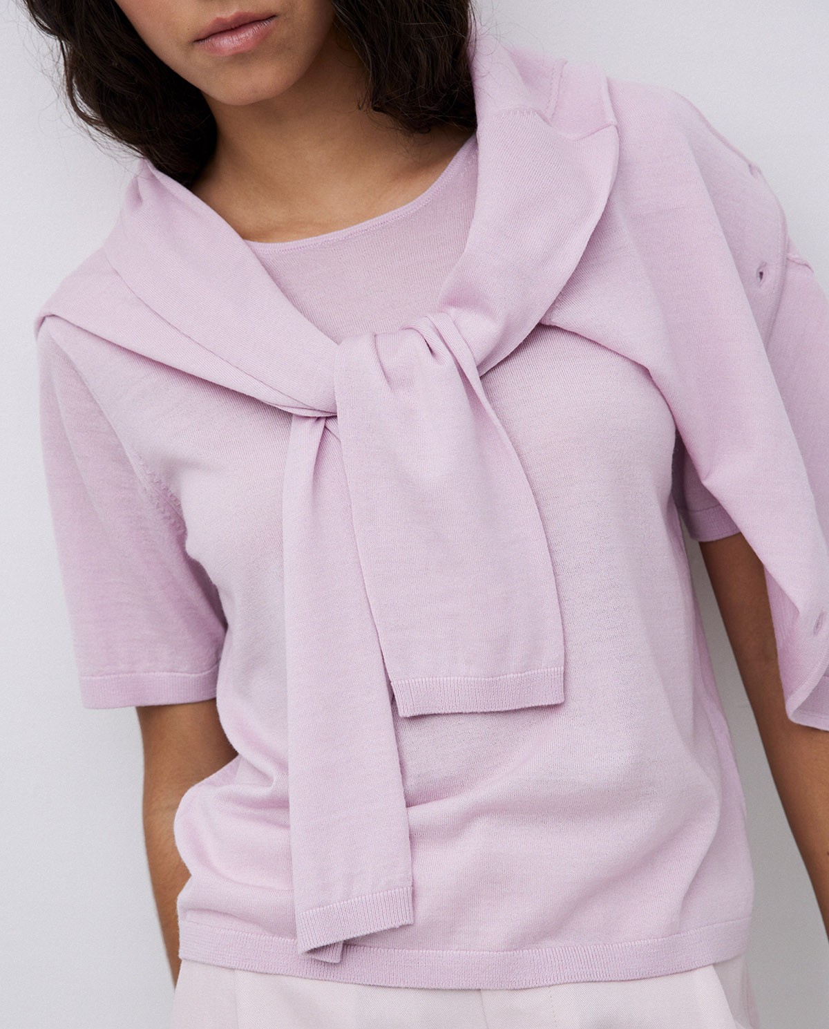 Jersey 100% lana de merino rosa pálido