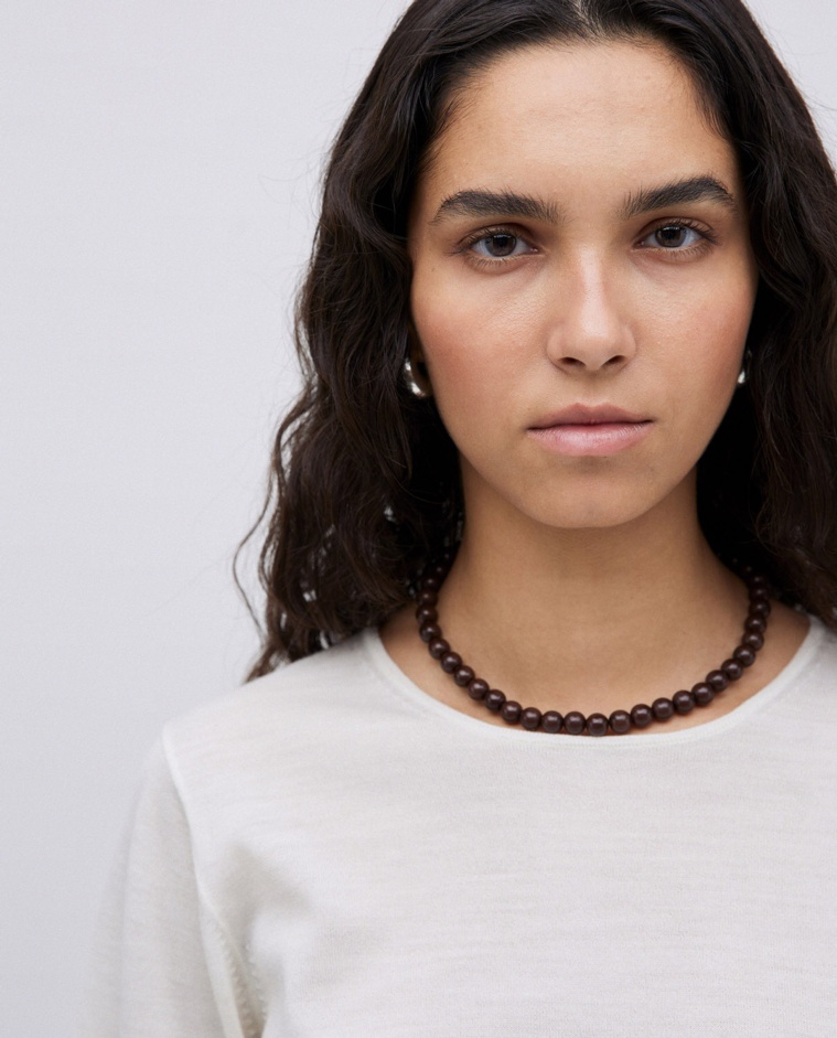 Collar bolas marrón oscuro