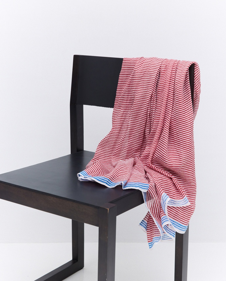Foulard en coton à rayures rouge