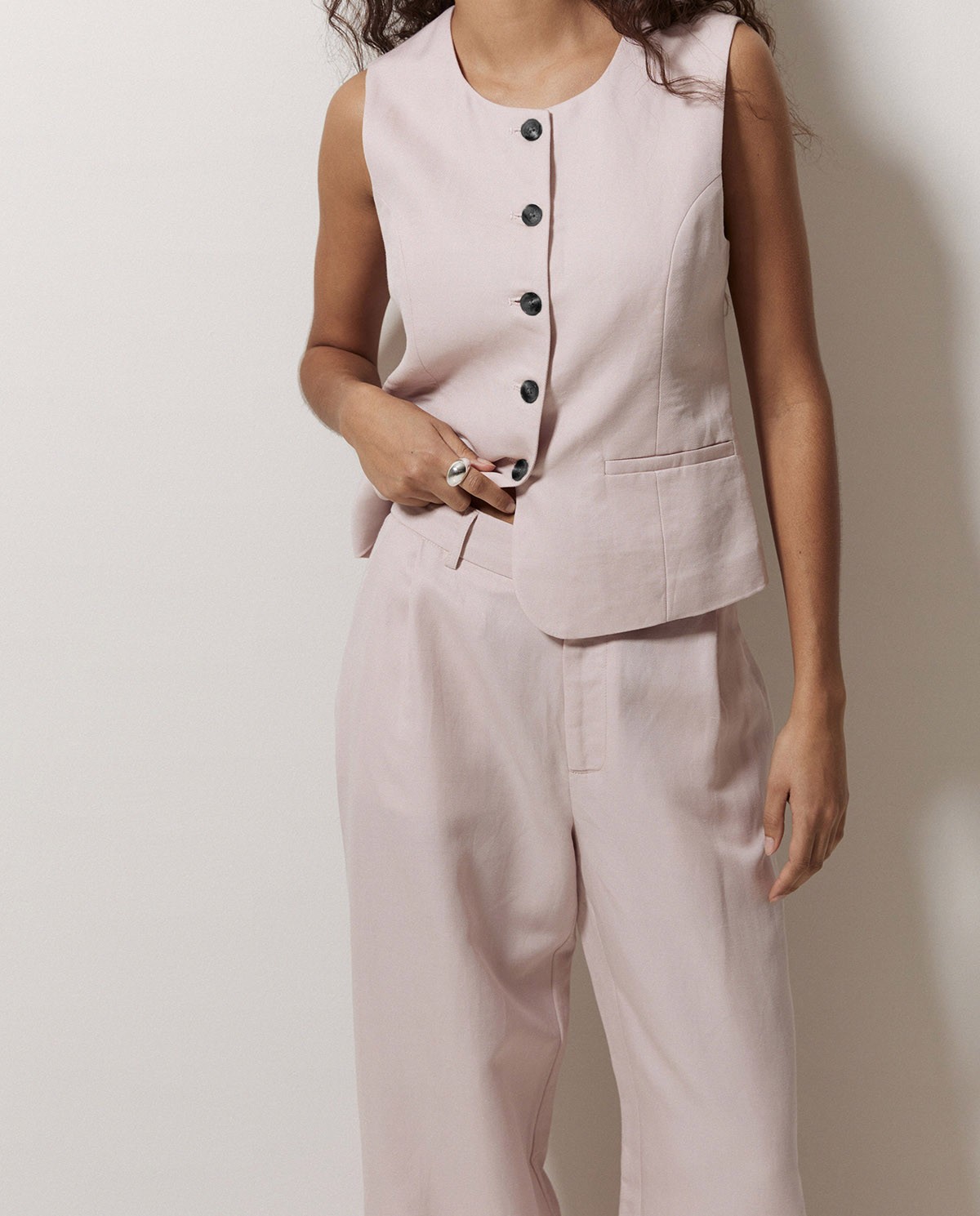 Pantalones wide leg pinzas rosa 4