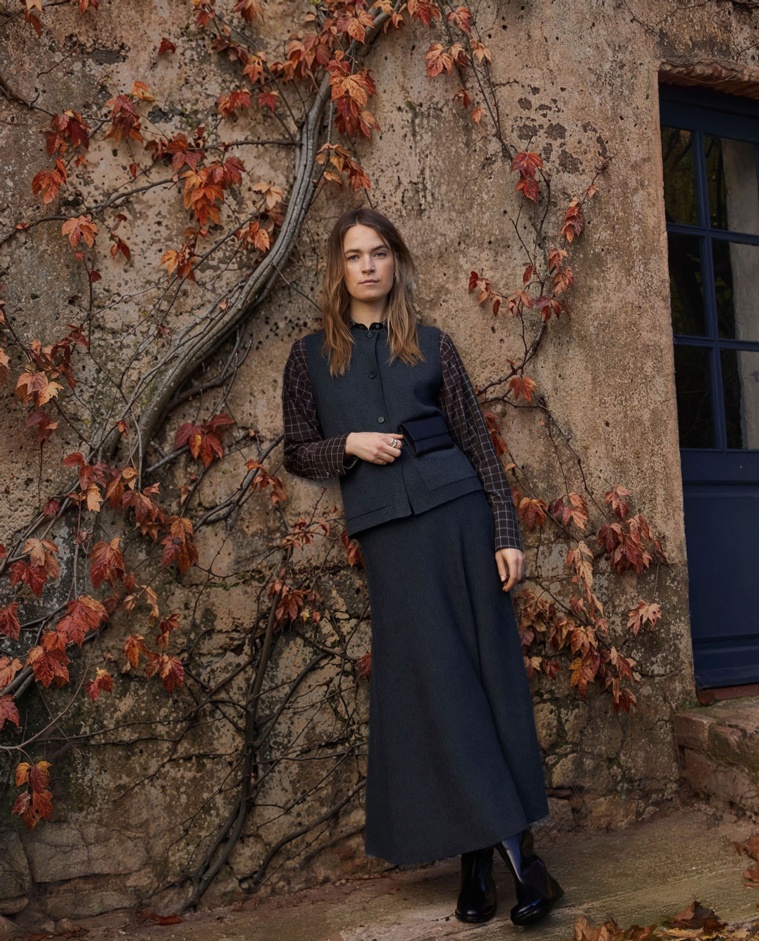 Falda midi de punto gris oscuro | YERSE