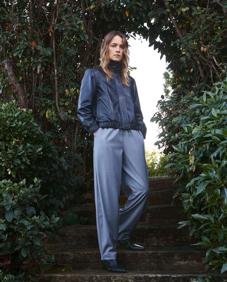 Pantalones balloon tiro alto en color gris