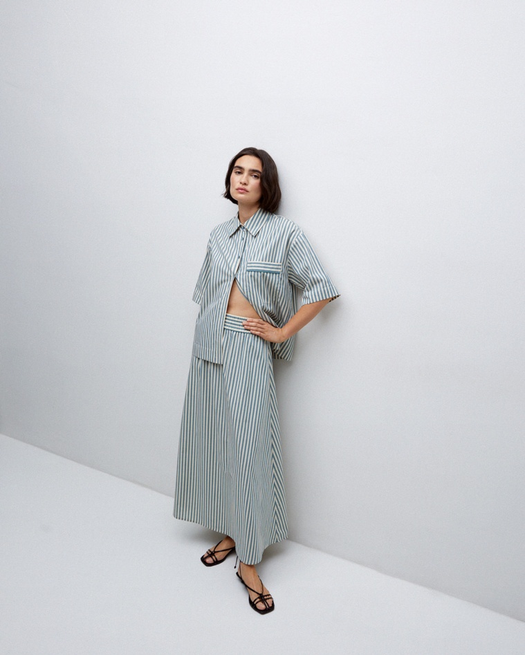 Falda midi rayas verde