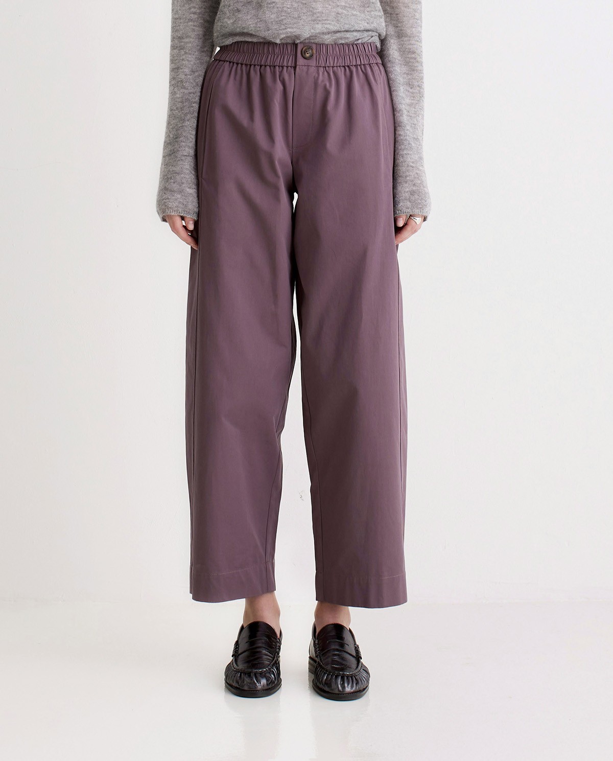 Aubergine balloon-fit wide trousers woman Yerse - Front view 3