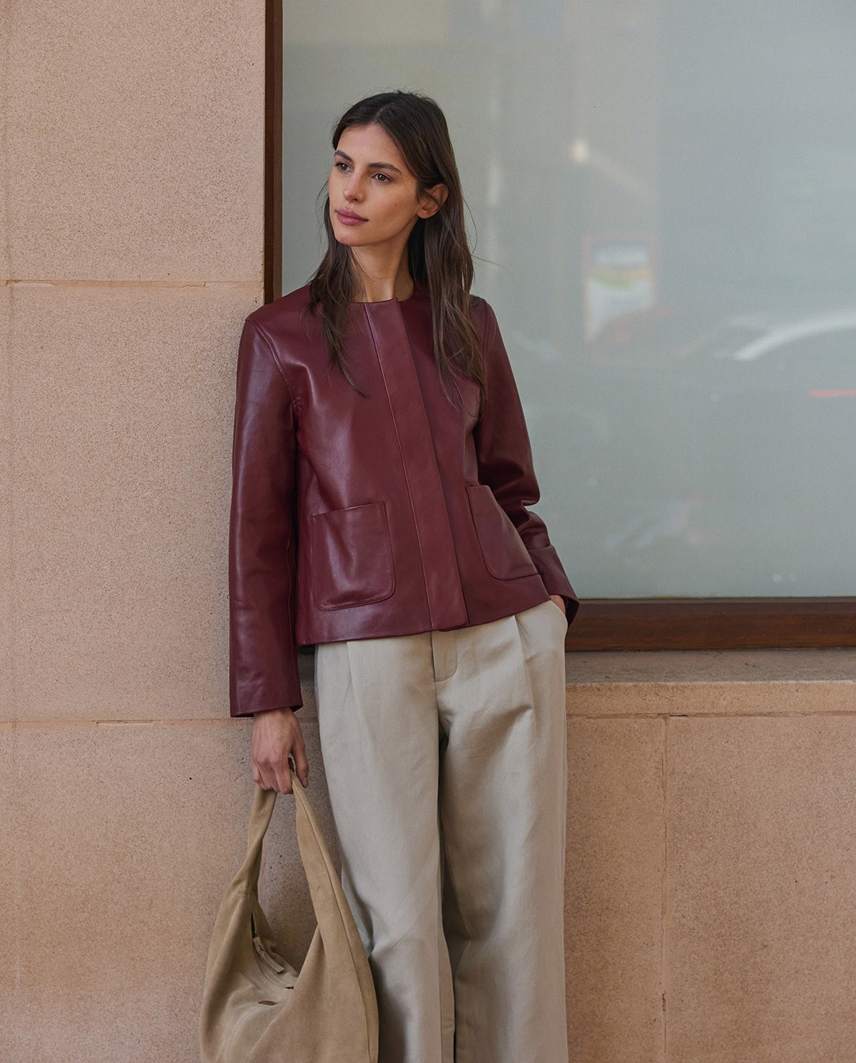 Jaqueta de pell de napa butxaques plastró|Yerse