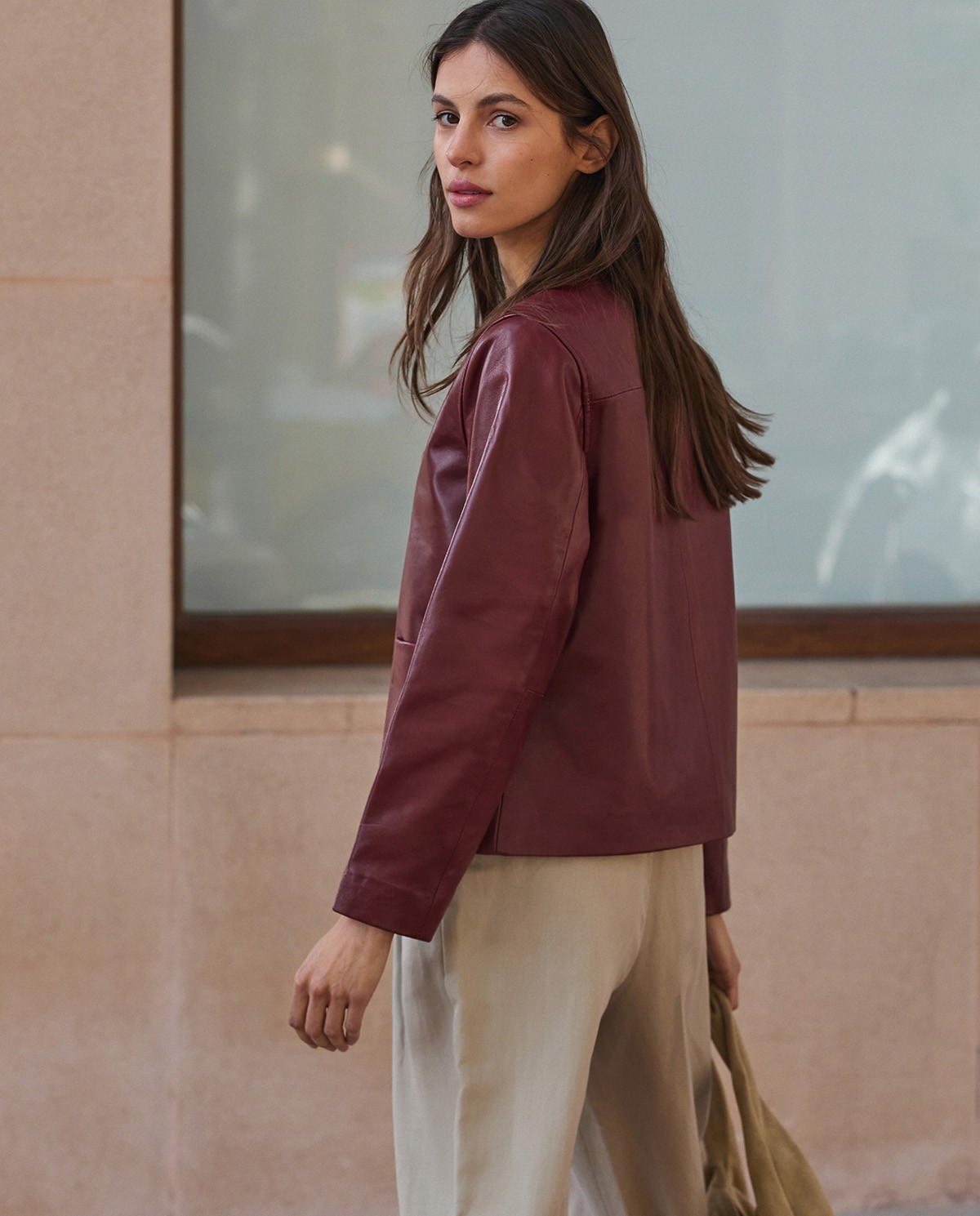 Jaqueta de pell de napa butxaques plastró|Yerse 1