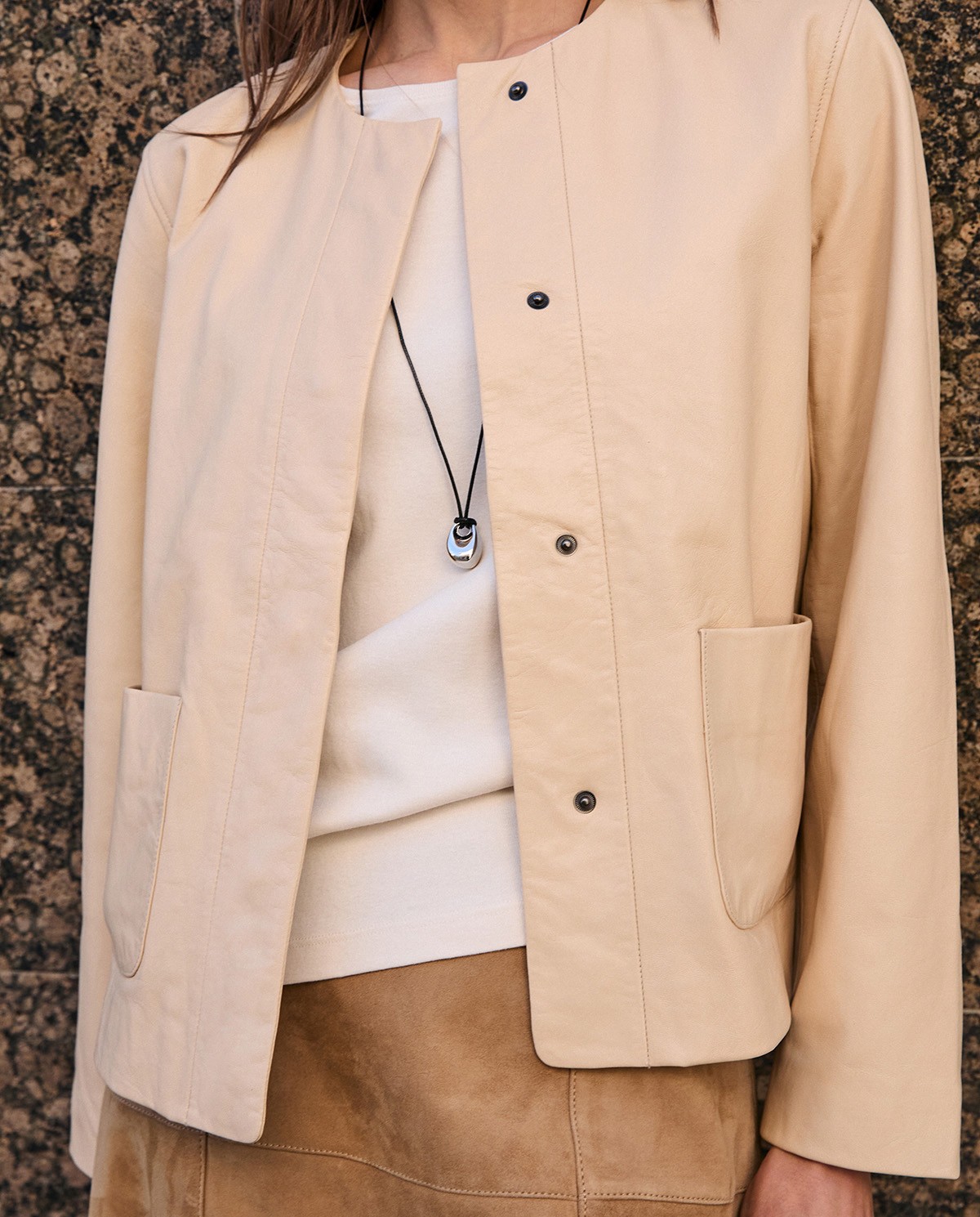 Jaqueta de pell de napa butxaques plastró|Yerse 6