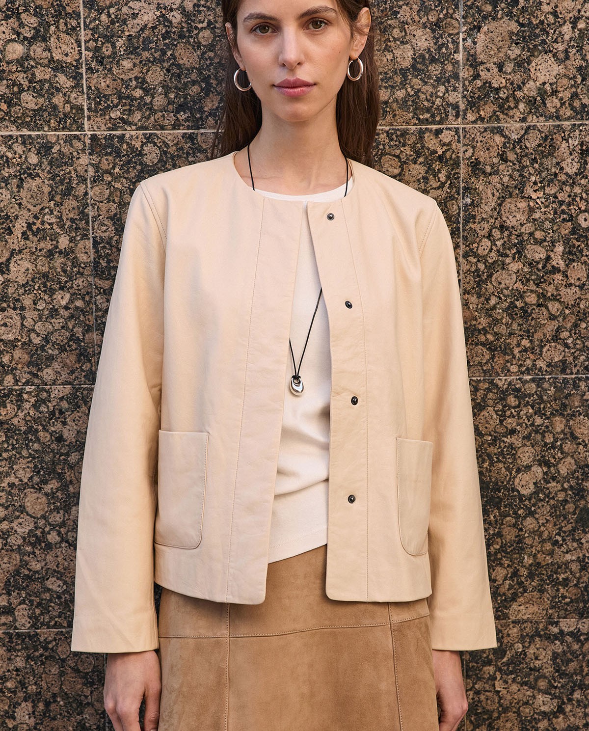 Jaqueta de pell de napa butxaques plastró|Yerse 8