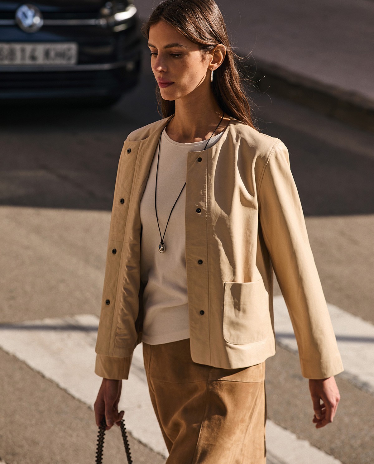 Jaqueta de pell de napa butxaques plastró|Yerse