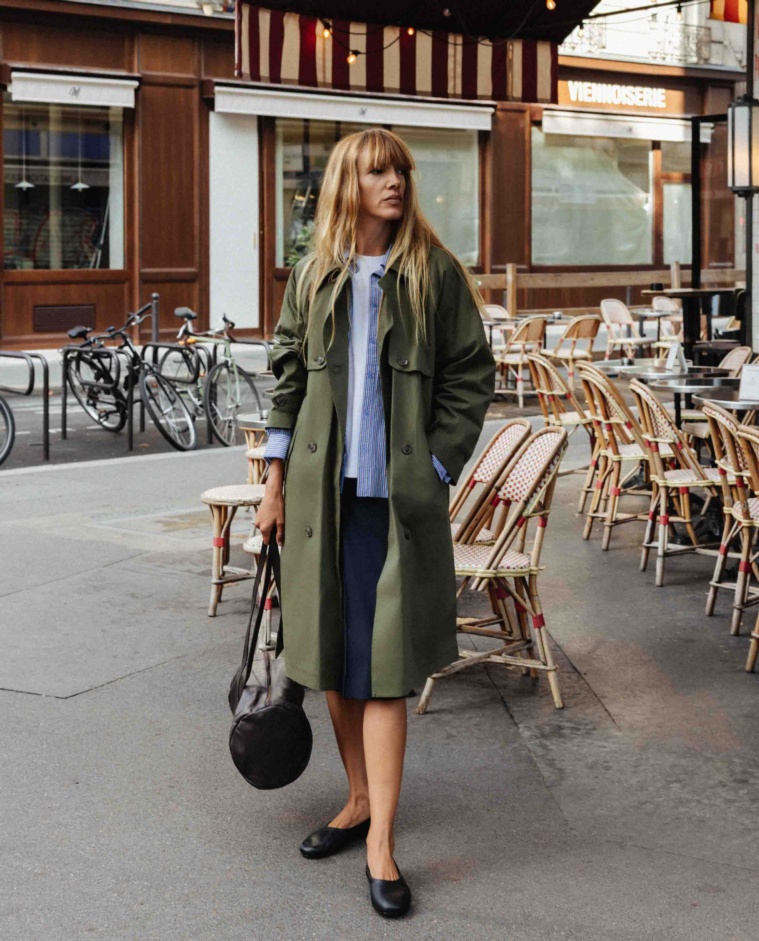 Gabardina midi verde khaki