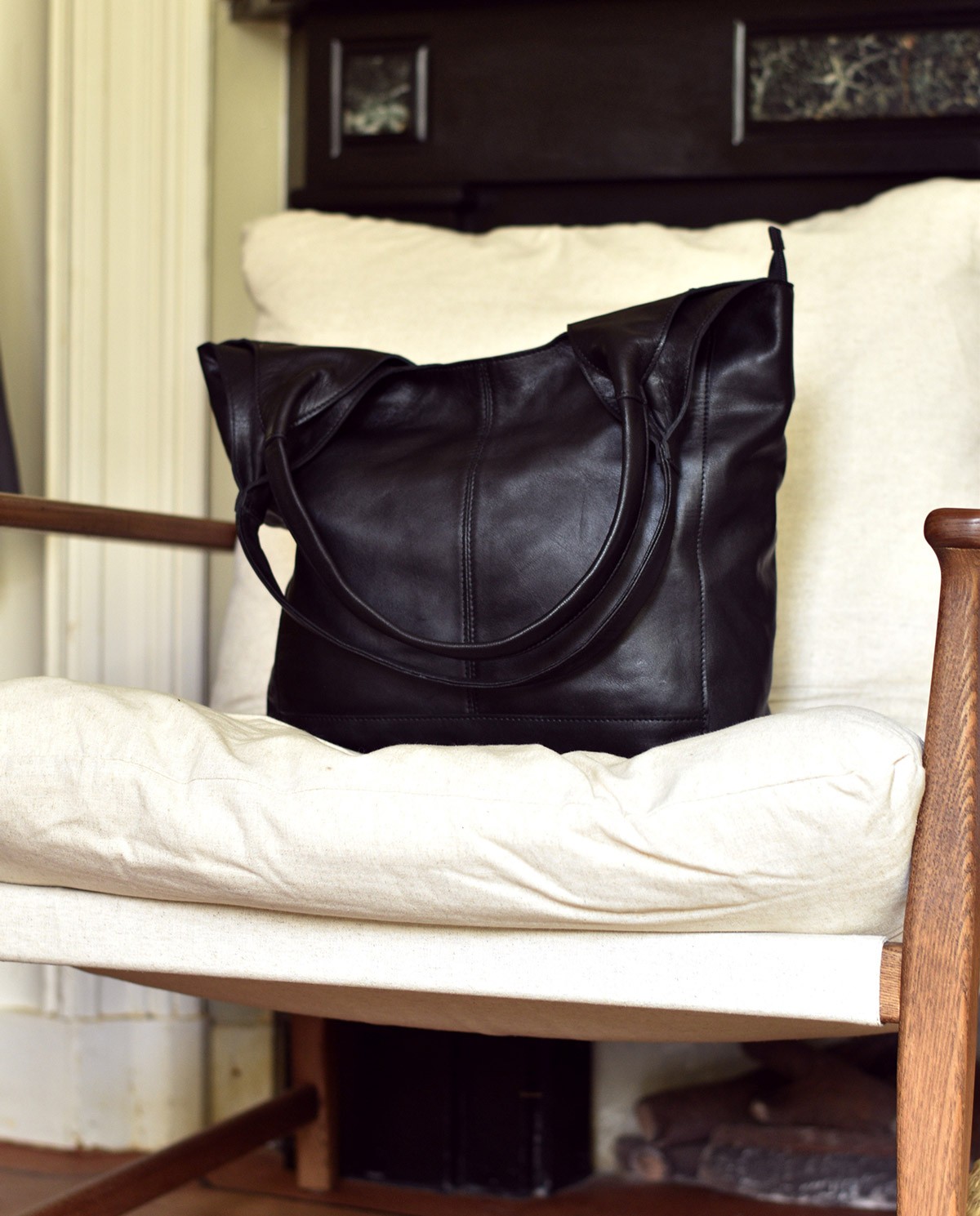 Sac hobo en cuir noir avec fermeture éclair - Sac hobo en cuir 1