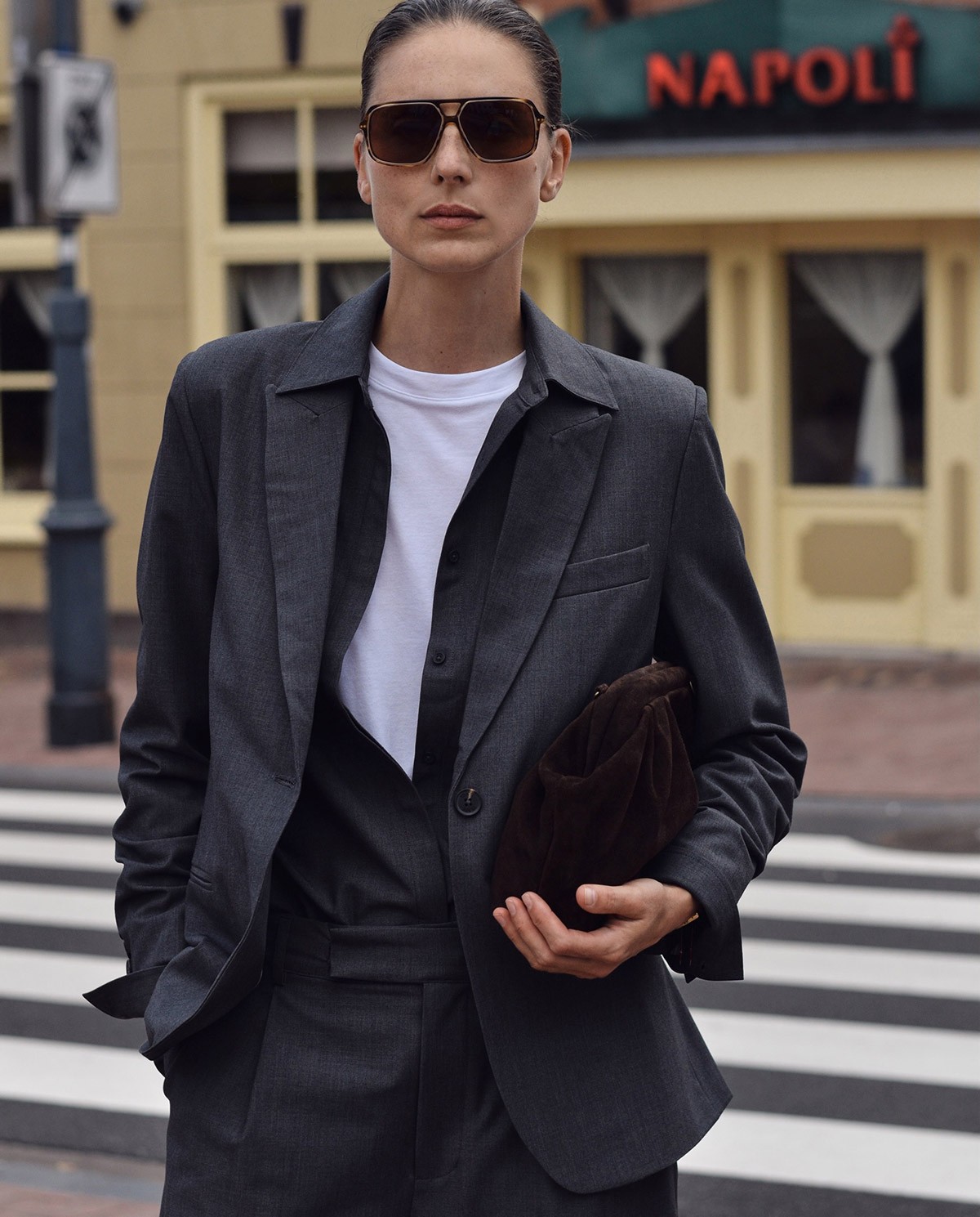 Grey wool suit jacket woman Yerse - Front view 2