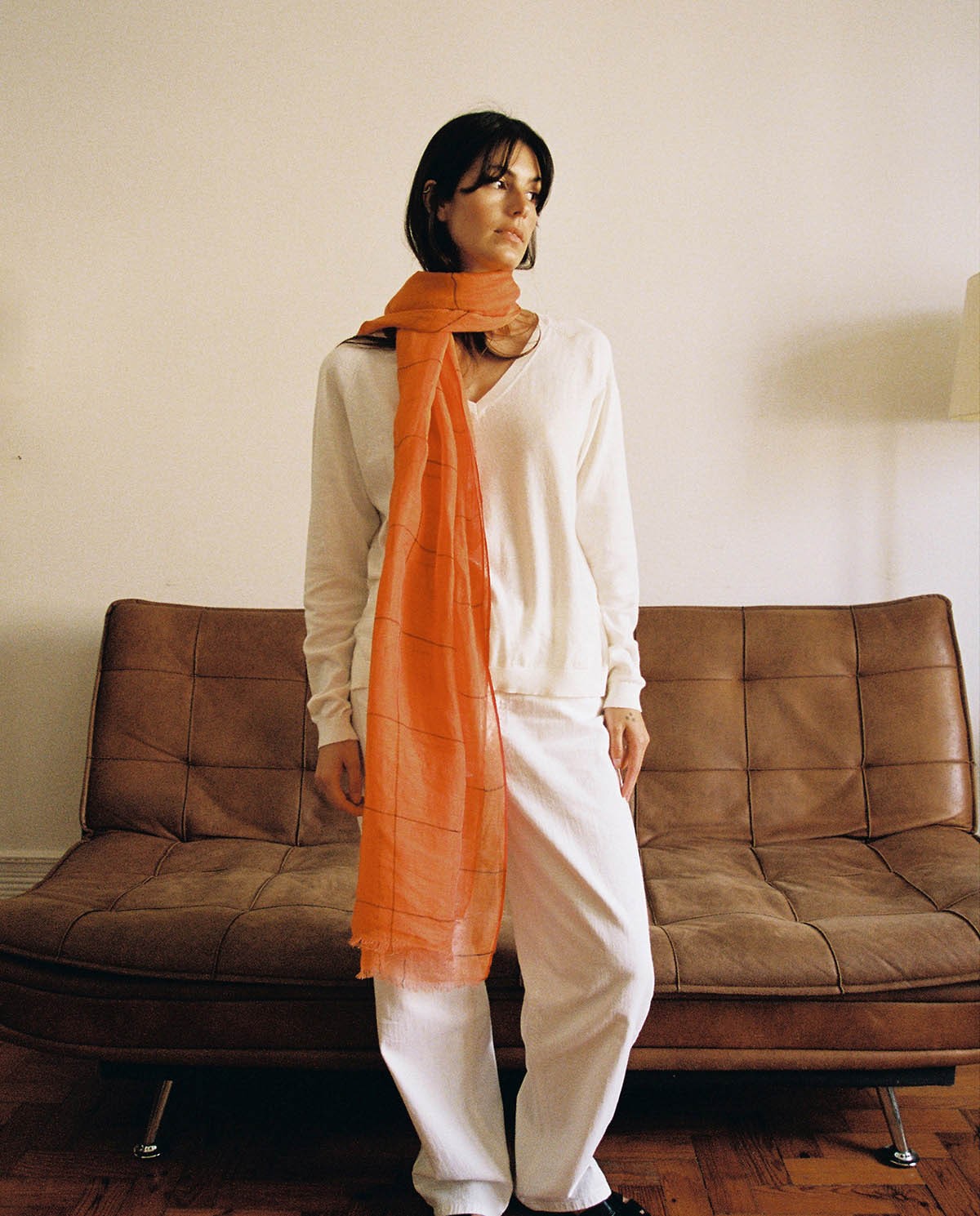 Foulard en lin et coton à carreaux| Yerse 1