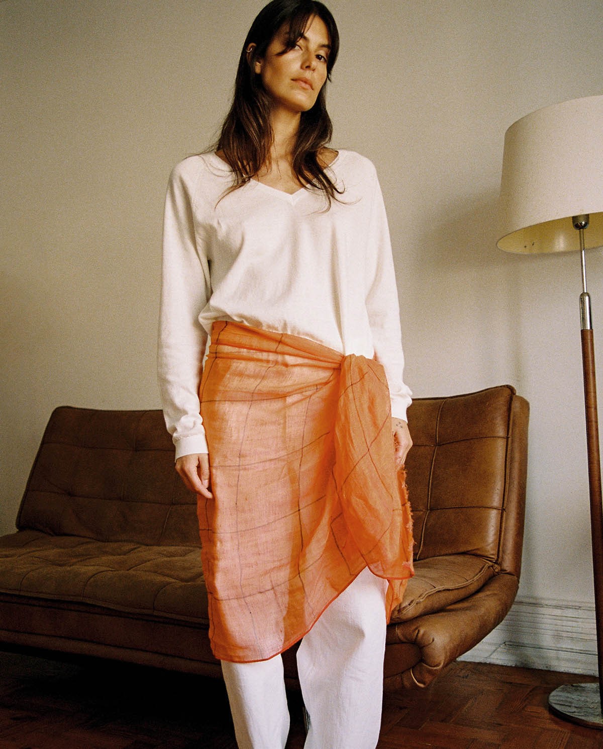 Foulard en lin et coton à carreaux| Yerse 2