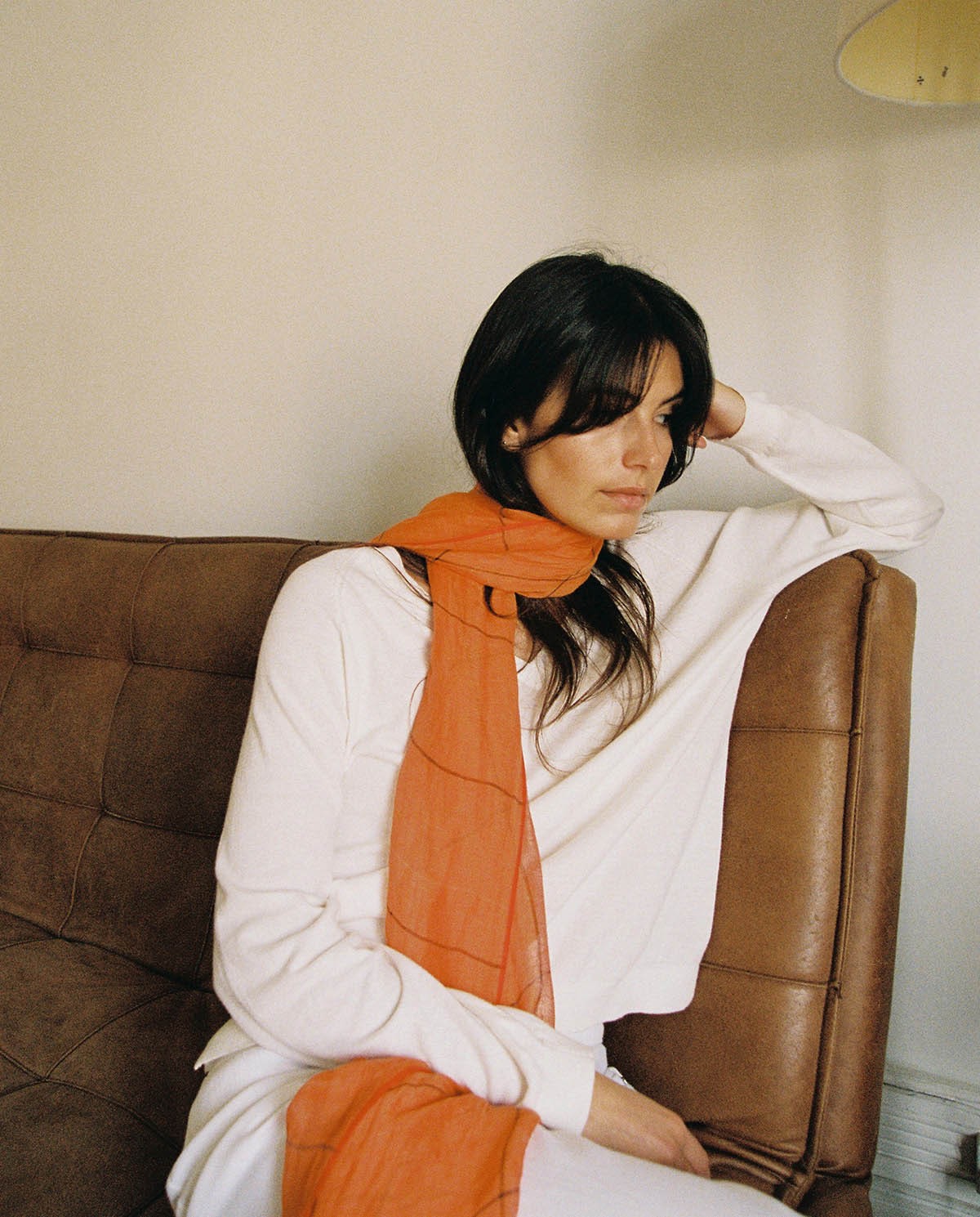 Foulard en lin et coton à carreaux| Yerse