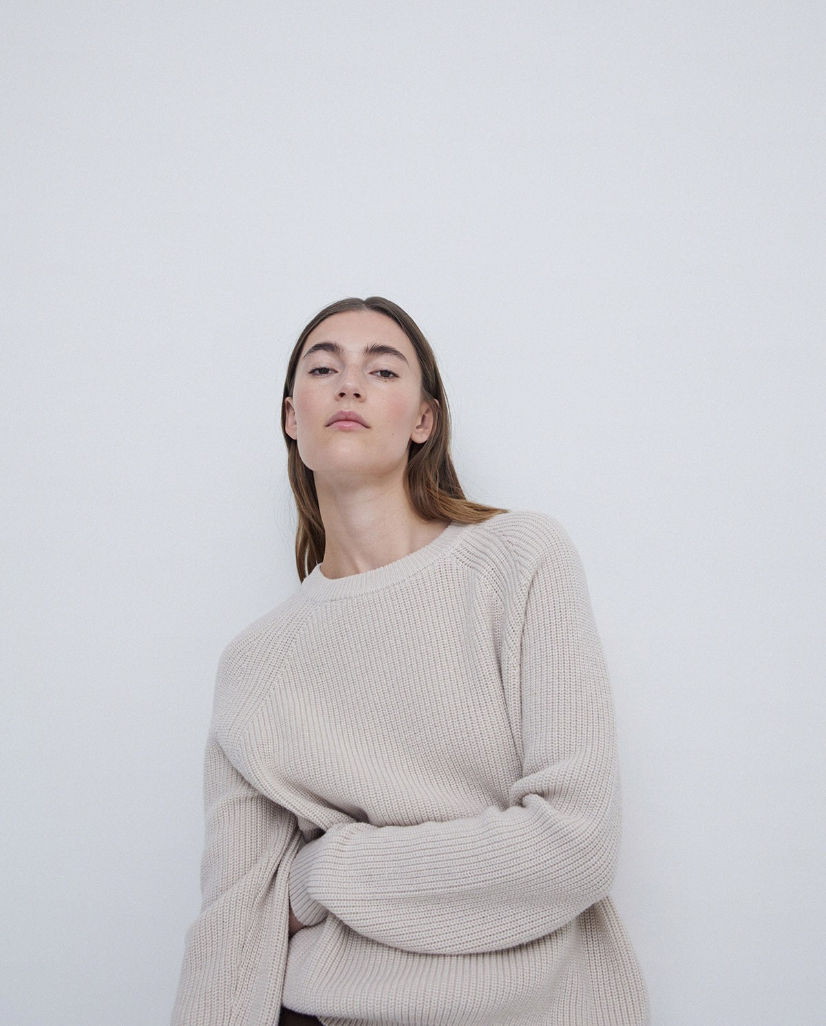 Pull en maille beige best sale